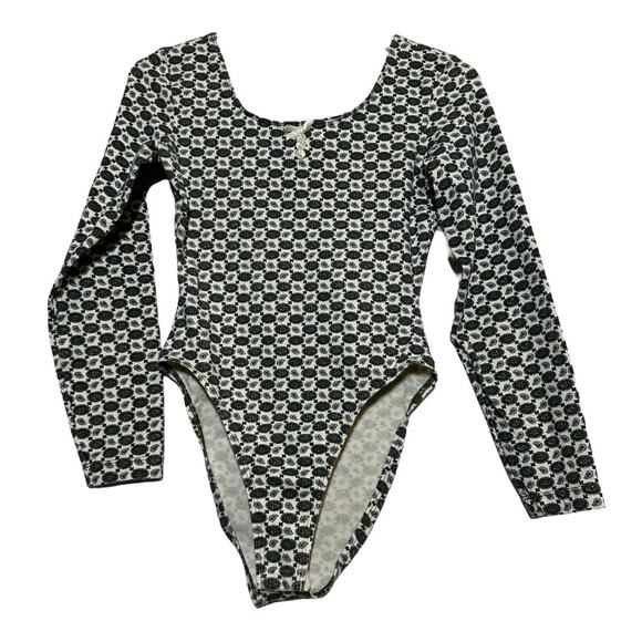 Vintage LA Movers Co-ord Set 80s Bodysuit Pants Paisley Pattern Green White S - Picture 1 of 9